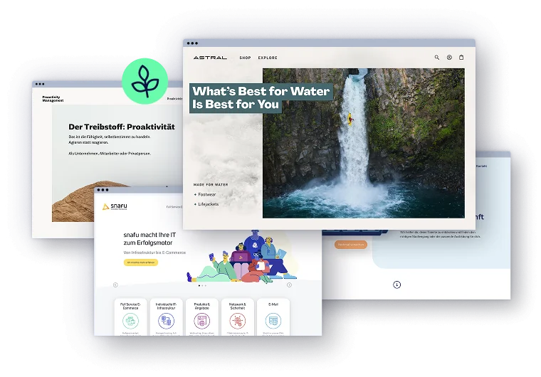 Eine Collage von verschiedenen Website-Screenshots