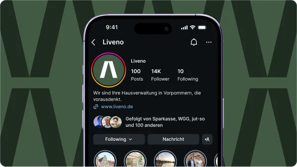 Bildschirmausschnitt vom Instagram Account von Liveno.